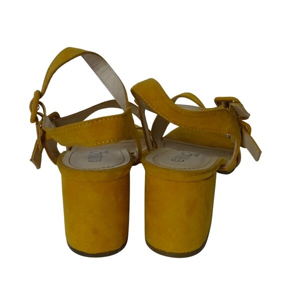 Rouge Helium Yellow Block Heel Strappy Sandals Women Size 11 Buckle Open Toe - Picture 4 of 9
